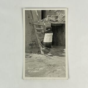 1930 RPPC Native American Indians Woman Baby Franklin 1c Stamp Postcard Perf